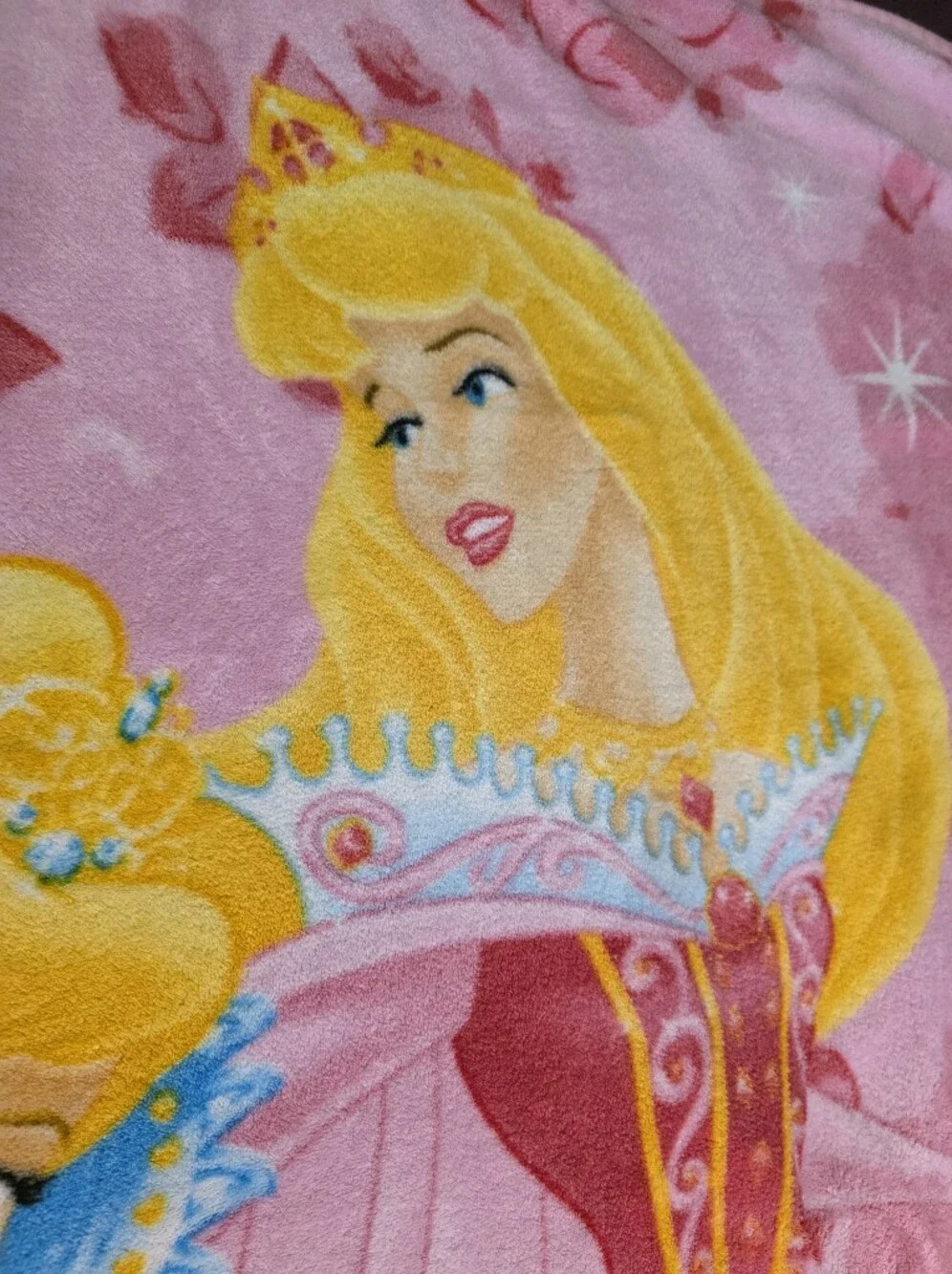 Vintage Disney Princess Fleece Blanket Belle Cinderella Aurora throw